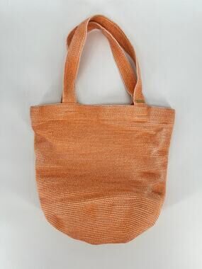 Eric Javits Original Orange Squishee Tote Bag Woven Top Handle Lined FLAW READ
